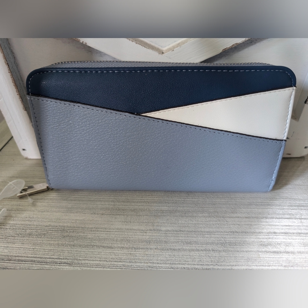 Blue Colorblock Faux Leather Wallet